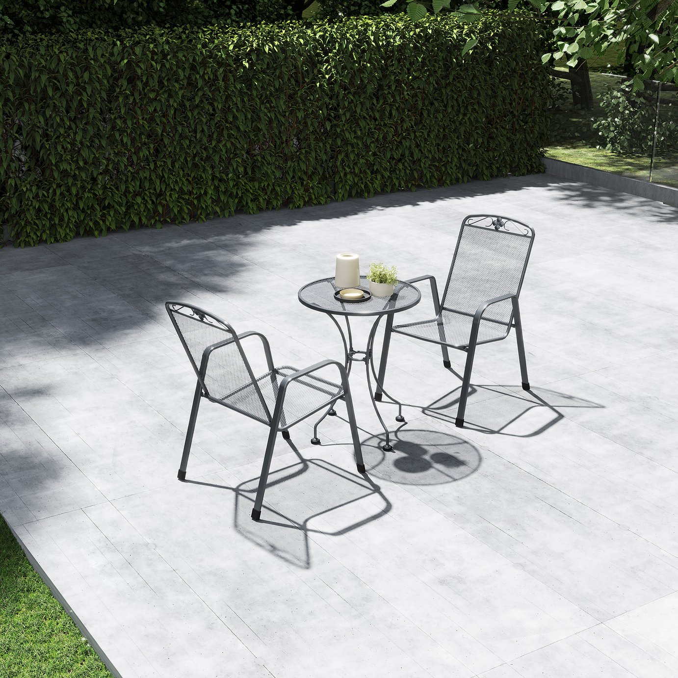 Pacific Savoy 2 Seater Metal Garden Bistro Set - Grey