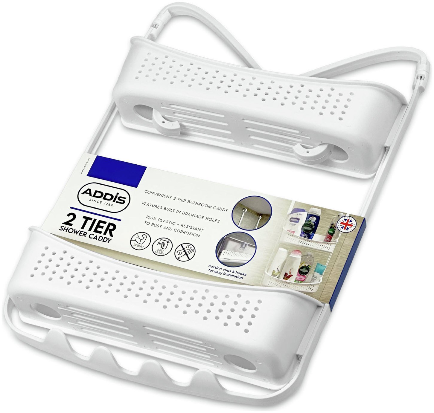 Addis 2 Tier Shower Caddy - White 