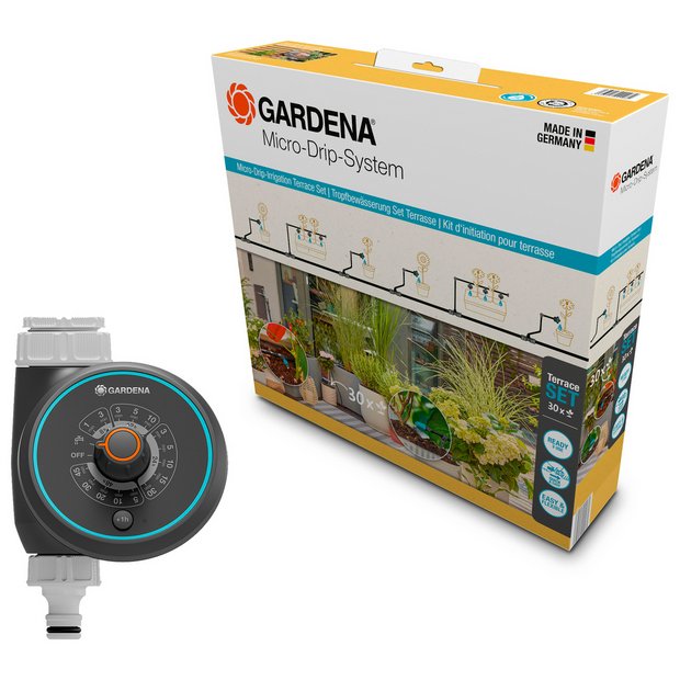 Gardena Micro-Drip-System Tropfbewässerung Set Terrasse für 30 Pflanzen