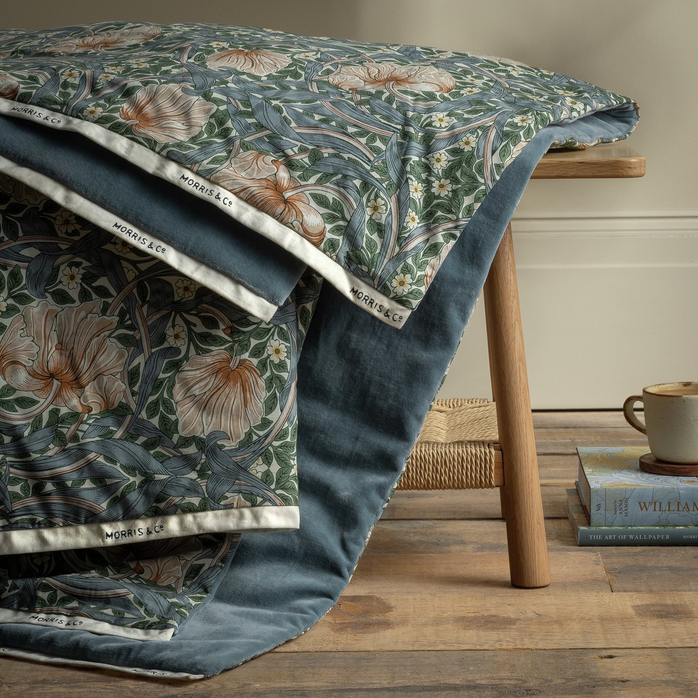 Habitat Morris & Co. Pimpernel Quilted Throw-Blue -200x150cm