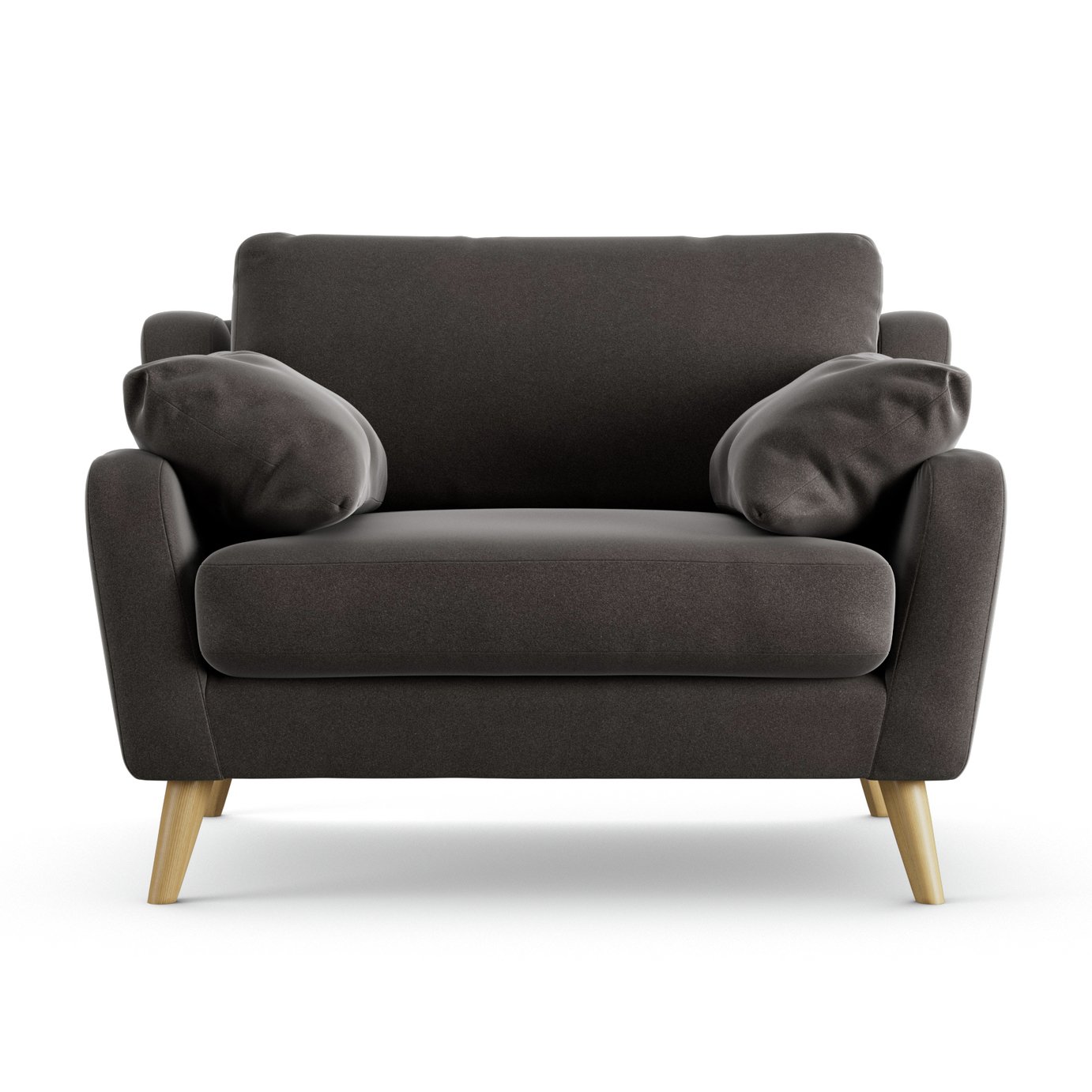 Habitat Ivor Velvet Cuddle Chair - Grey - Ash Leg