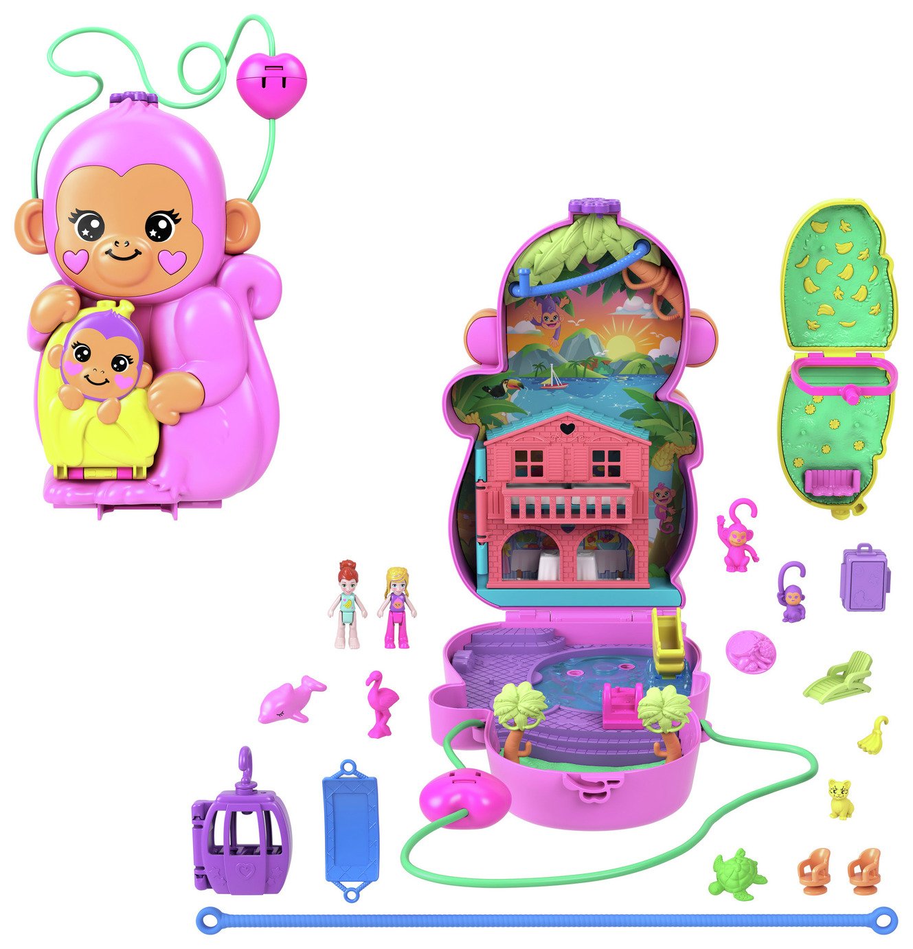 Polly Pocket Momma Monkey & Baby Mini Doll Playsets