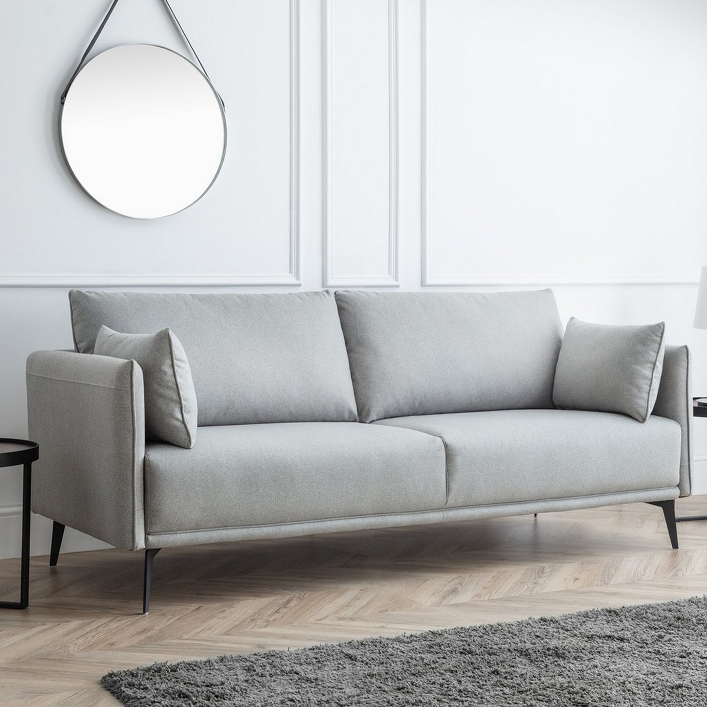Julian Bowen Rohe Fabric 3 Seater Sofa - Grey