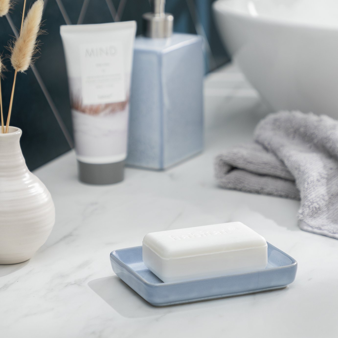 Habitat Reactive Glaze Ceramic Soap Dish - Blue