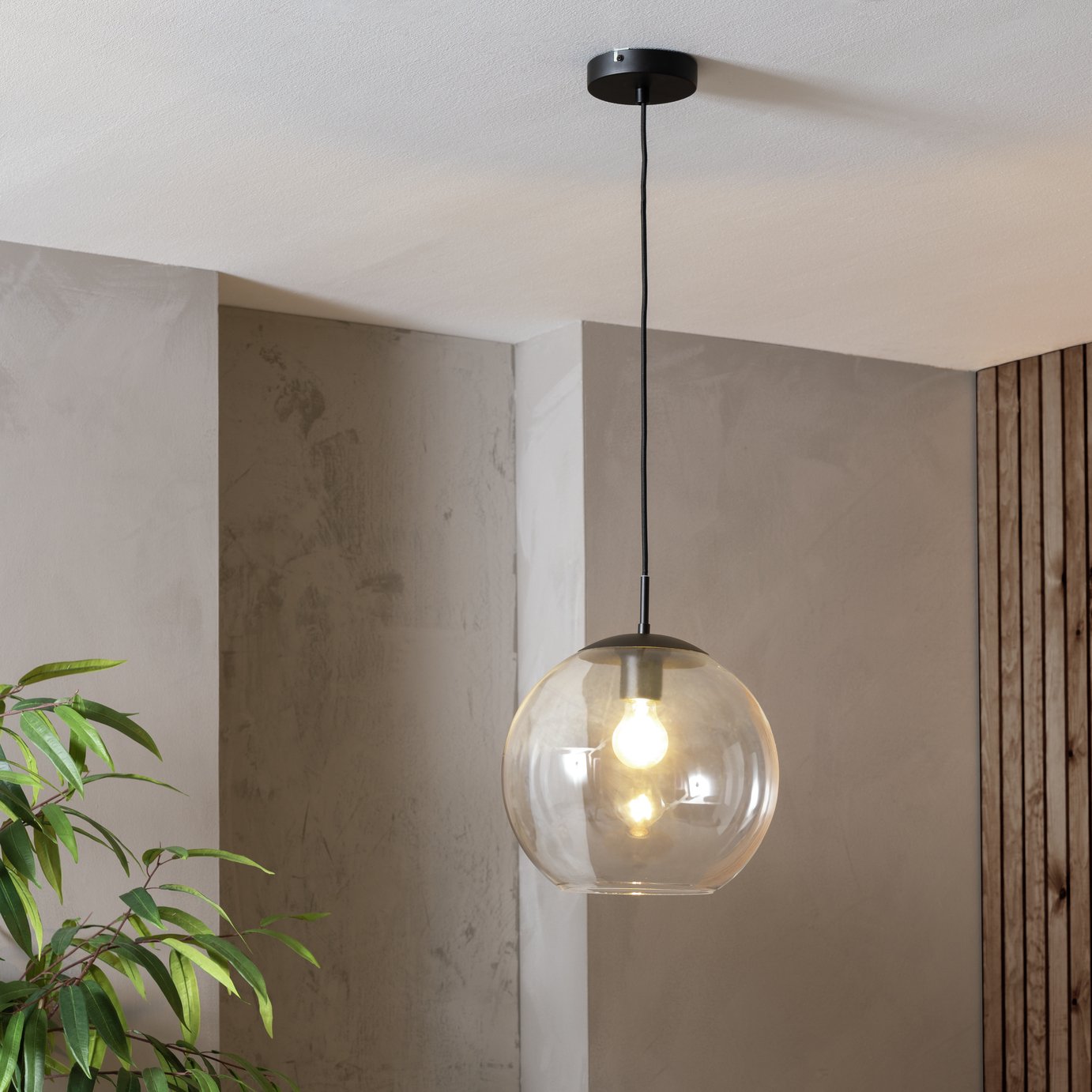Habitat Coleman Metal Pendant Light - Matte Black