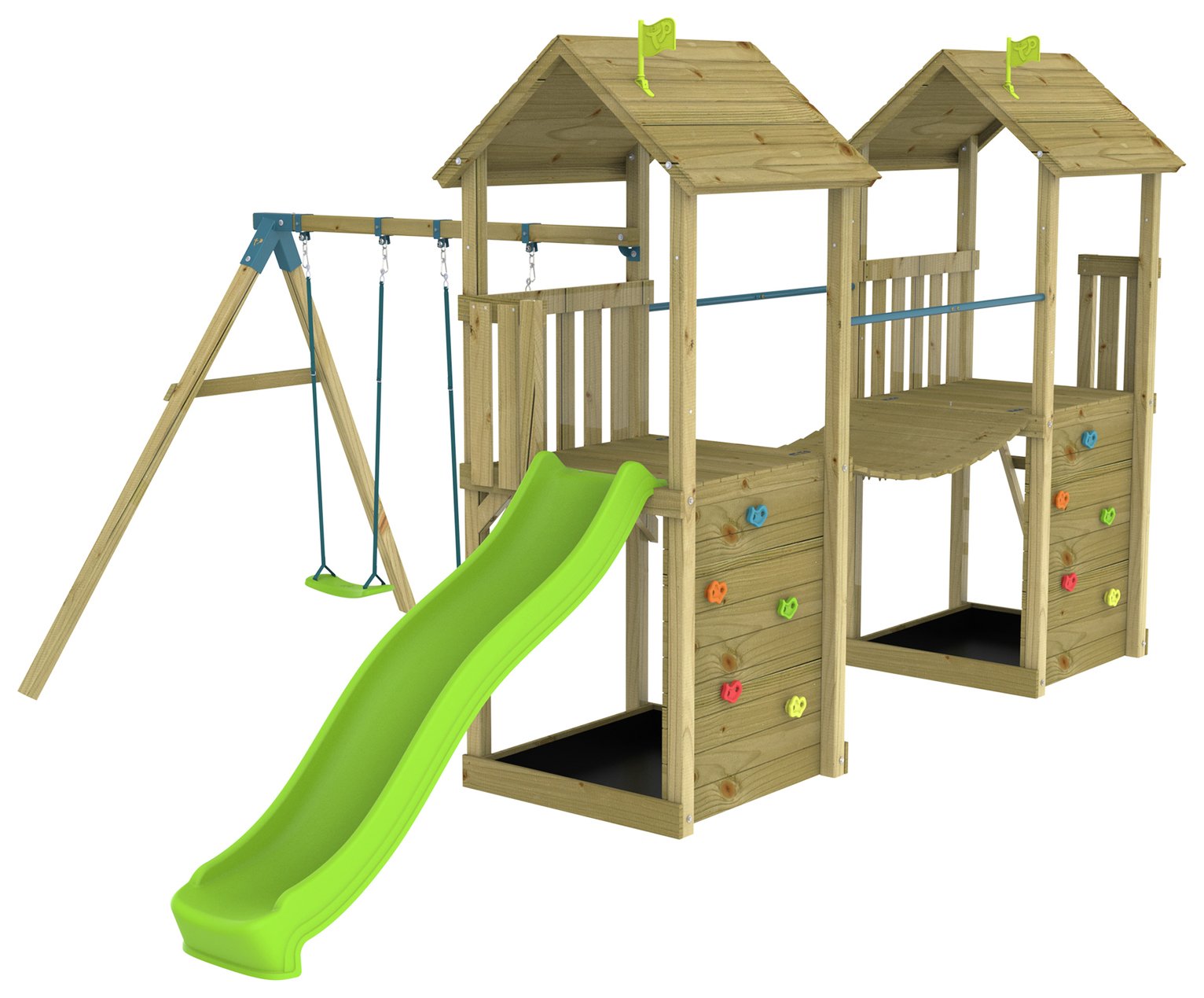 TP Skywood 2 Tower Climbing Frame with Swing Set, and Slide