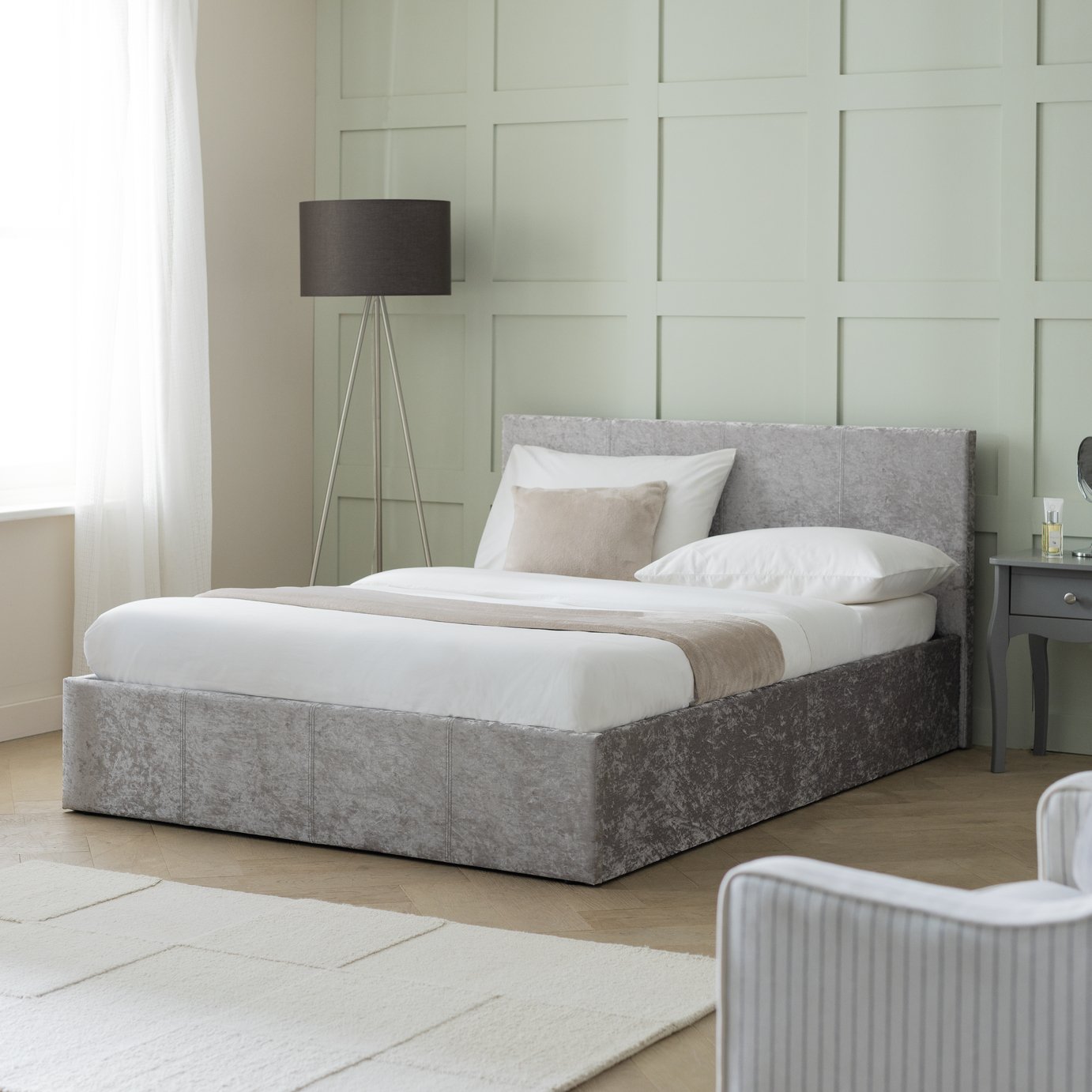 Argos Home Heathdon Kingsize End Lift Ottoman Bed - Silver