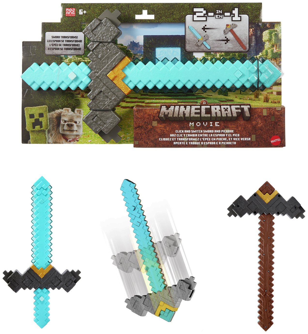Minecraft Movie Switch Sword & Pickaxe 2in1 Roleplay Toy Set