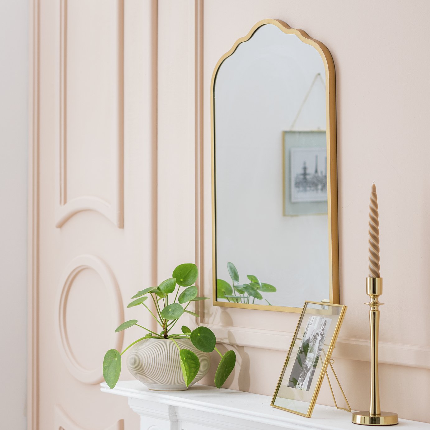 Argos Home Gold Curved Wall Mirror - 60x40cm