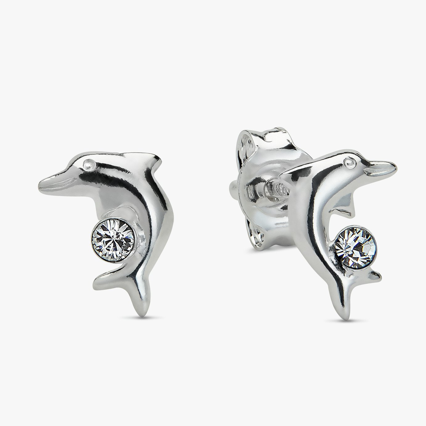 Revere Sterling Silver Dolphin Stud Earrings