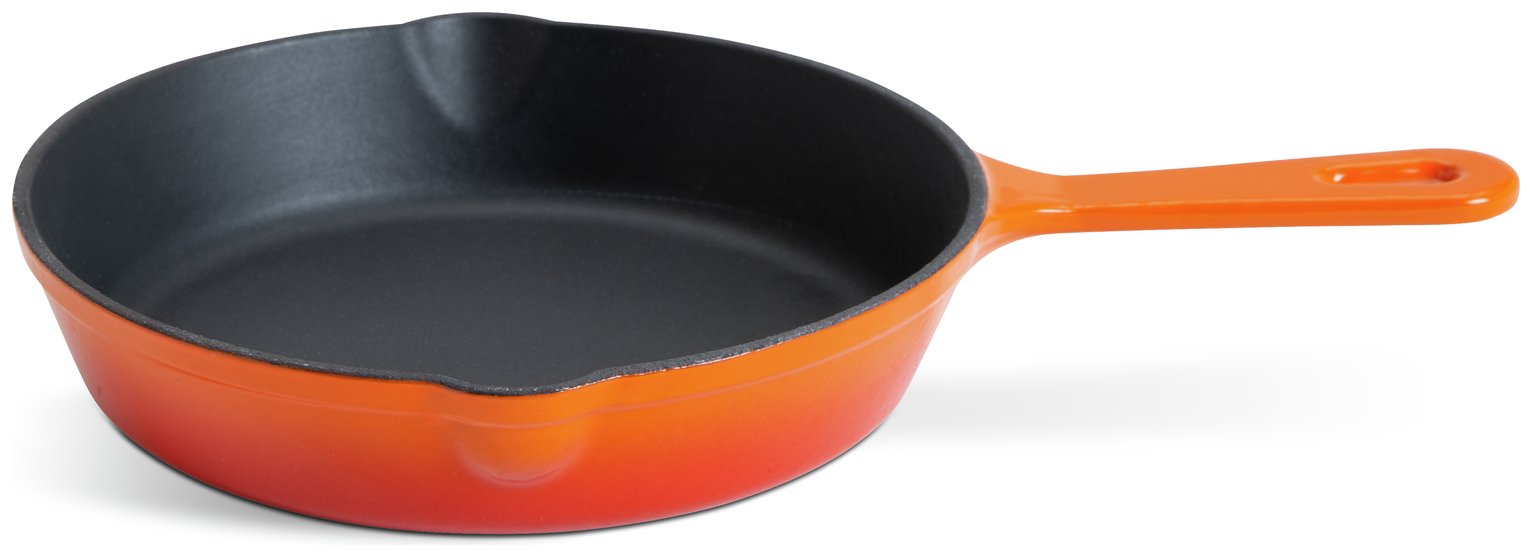 Habitat 19.5cm Cast Iron Frying Pan - Orange