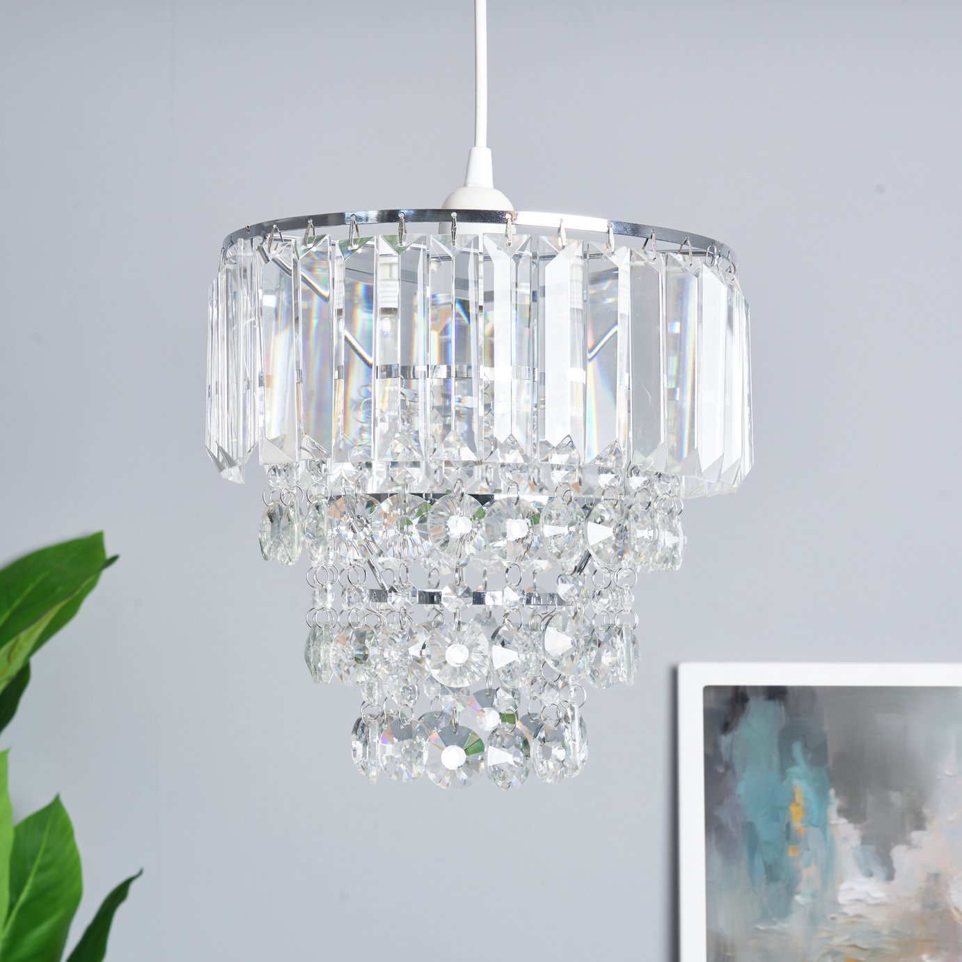 BHS Monroe Glass Easy Fit Pendant Light - Chrome