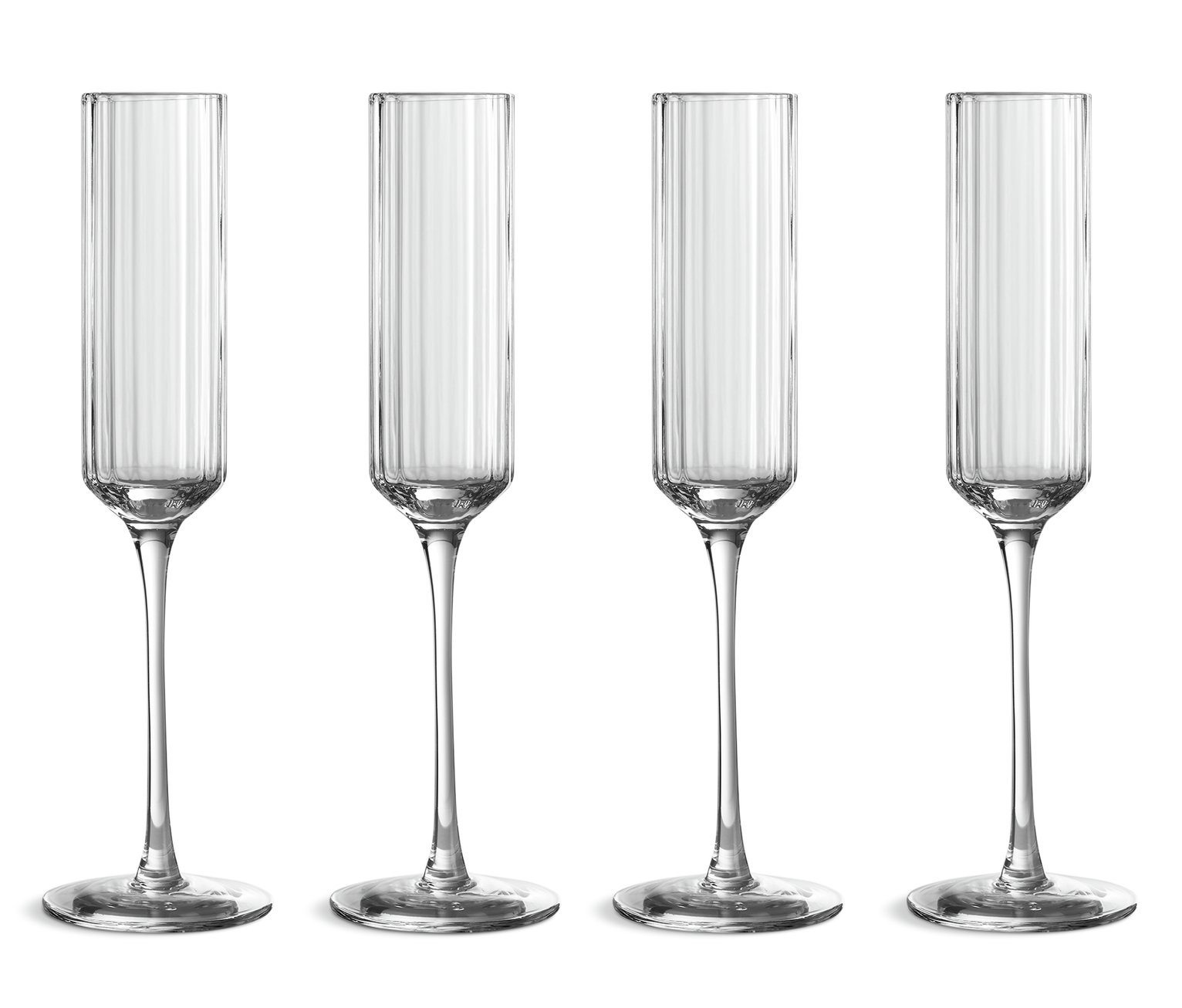 Habitat Wide Ribbed Set of 4 Champagne Flute