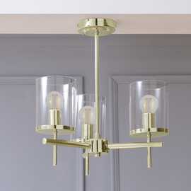 Argos Home Glass 3 Light Flush Ceiling Uplighter - Brass