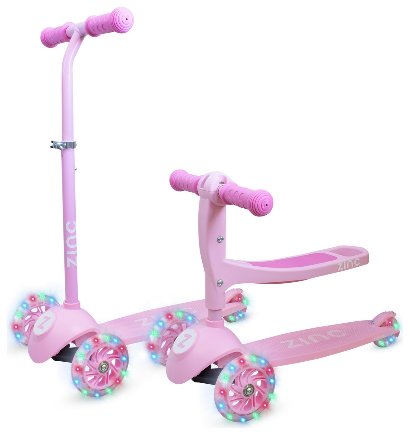 Zinc My First 3-in-1 Kids Light Up 3 Wheel Scooter - Pink