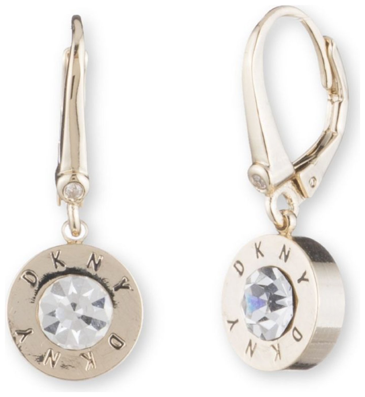 DKNY Gold Coloured Crystal Drop Earrings