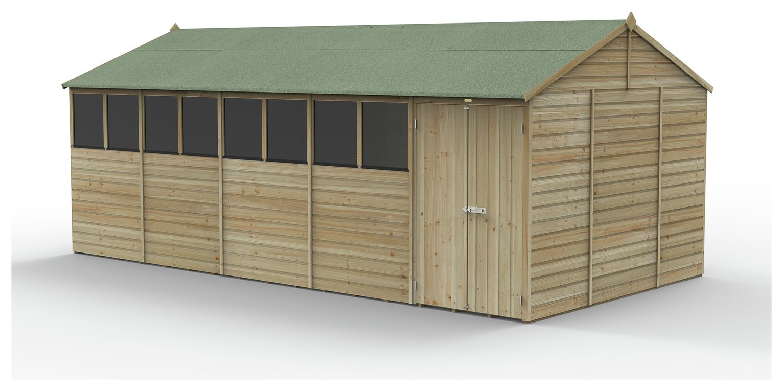 Forest Beckwood Shiplap 8 Windows Reverse Apex Shed 20x10ft