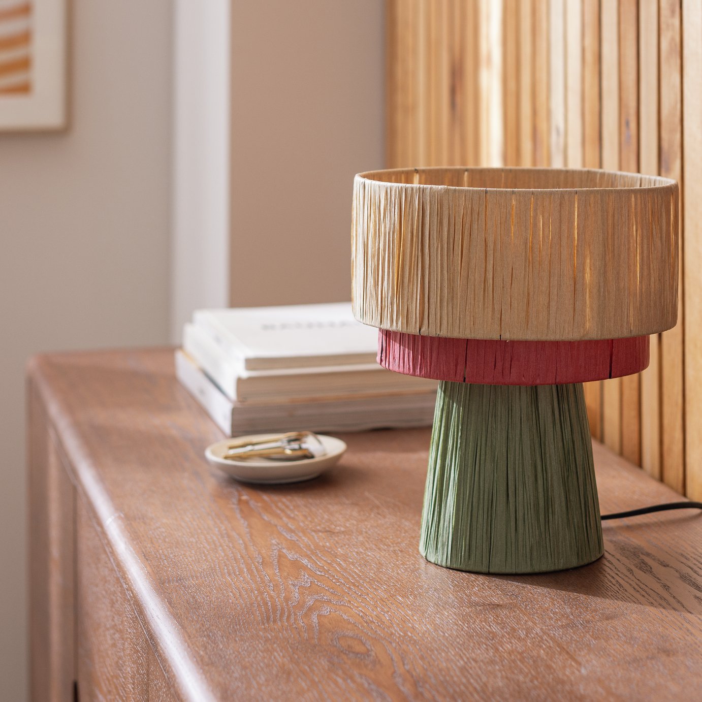 Argos Home Salto Raffia 3 Tier Table Lamp - Multicoloured 