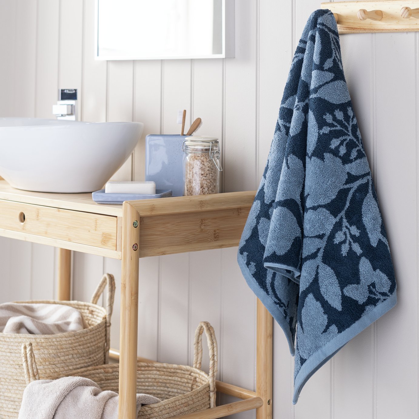 Habitat Foliage Hand Towel - Navy