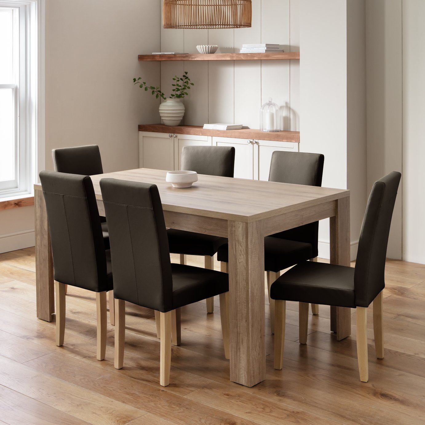 Argos Home Preston Oak Dining Table & 6 Chairs