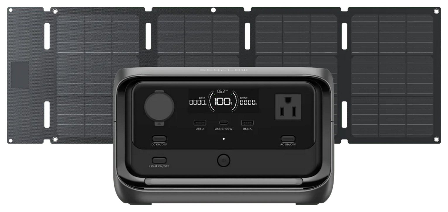 EcoFlow RIVER 3 UPS Power Station and 45W USB-C Solar Panel