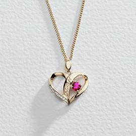 Moon & Back 9ct Gold Plated Silver Ruby Heart 'Nan' Pendant