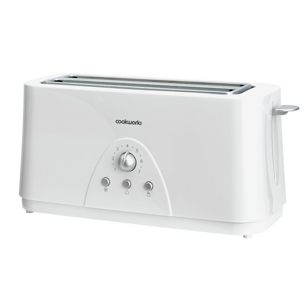 Buy Cookworks Long Slot 4 Slice Toaster - White, Toasters