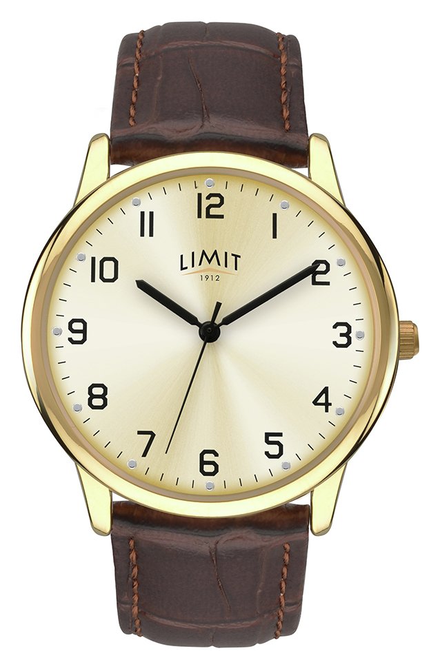 Limit Men's Brown Faux Leather Strap Watch