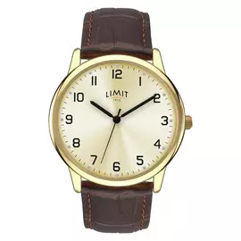 Limit Men's Brown Faux Leather Strap Watch