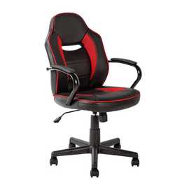Argos Home Faux Leather Mid Back Gaming Chair - Red & Black