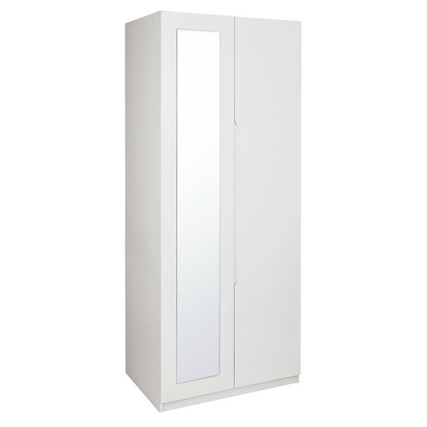 White Gloss/White ASPIRE HOME 2 Door Wardrobe with Mirror