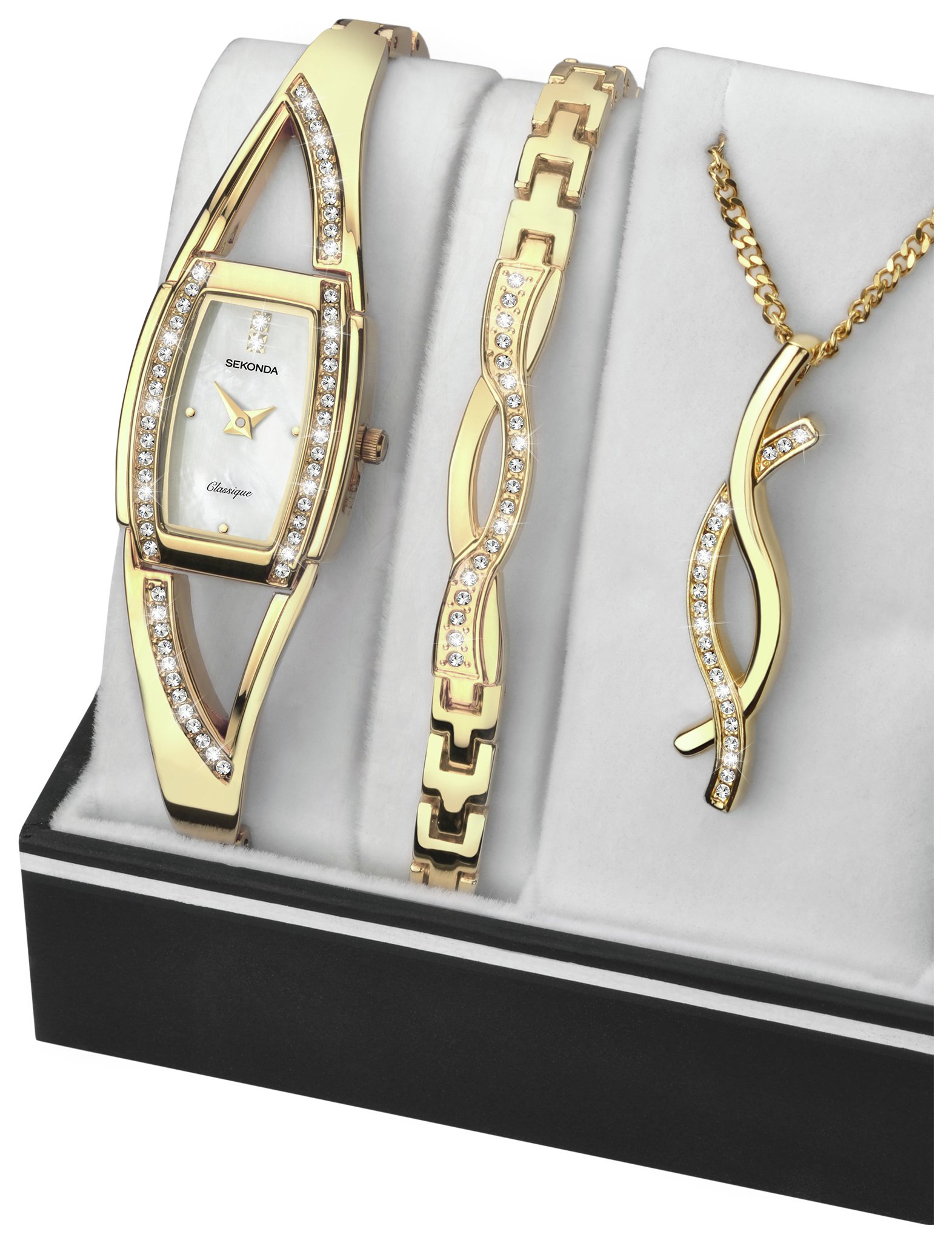 Sekonda Ladies' Gold Plated Bracelet Pendant and Watch Set