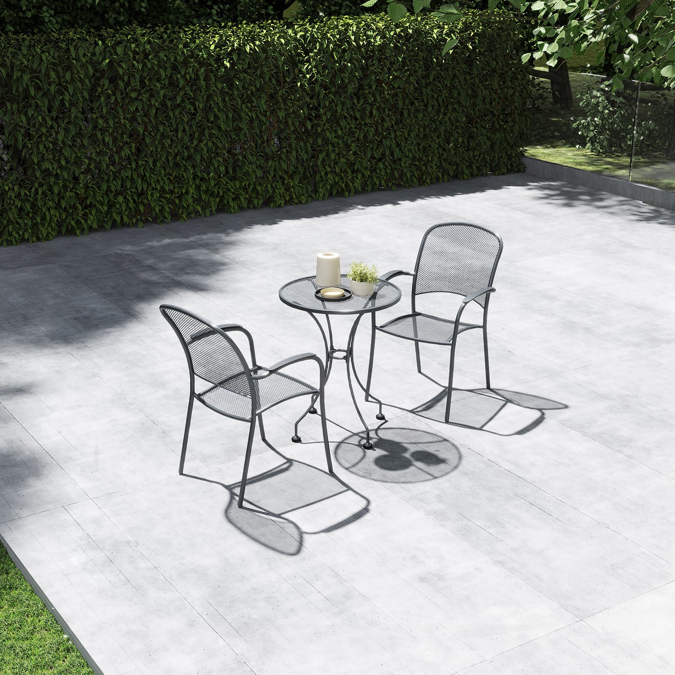 Pacific Carlo 2 Seater Metal Garden Bistro Set - Grey