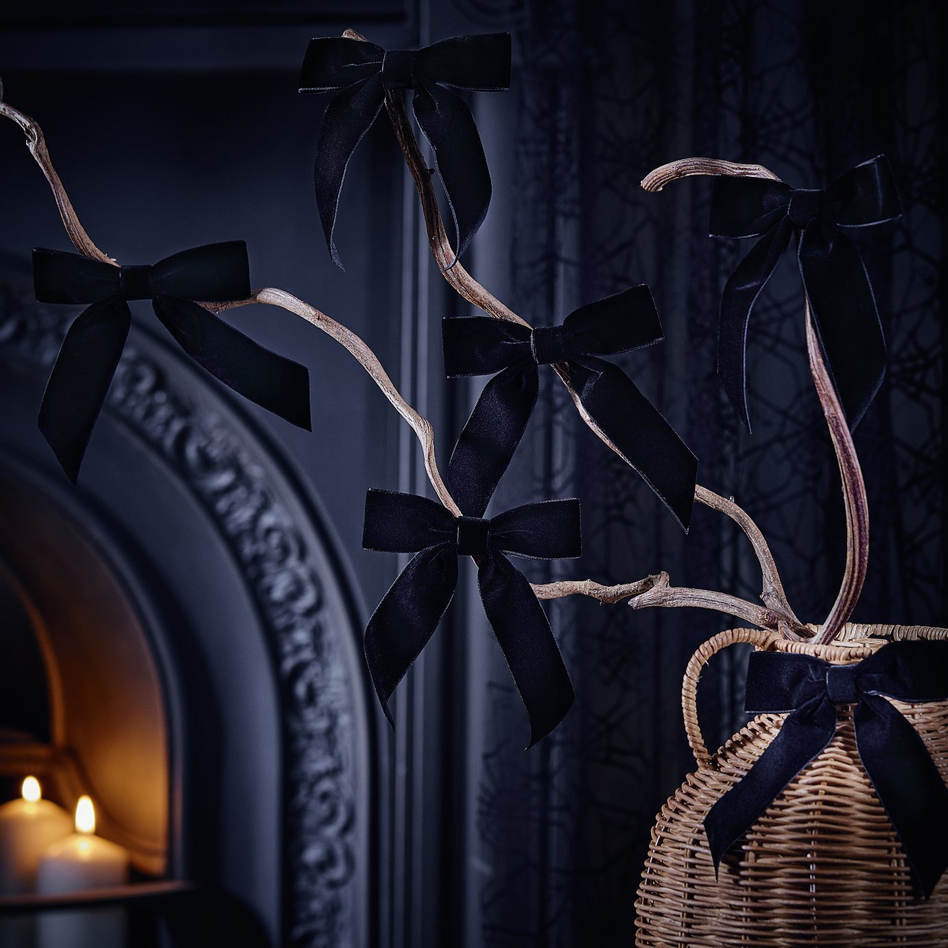 Argos Home Black Velvet Bows Decoration -Pack of 6