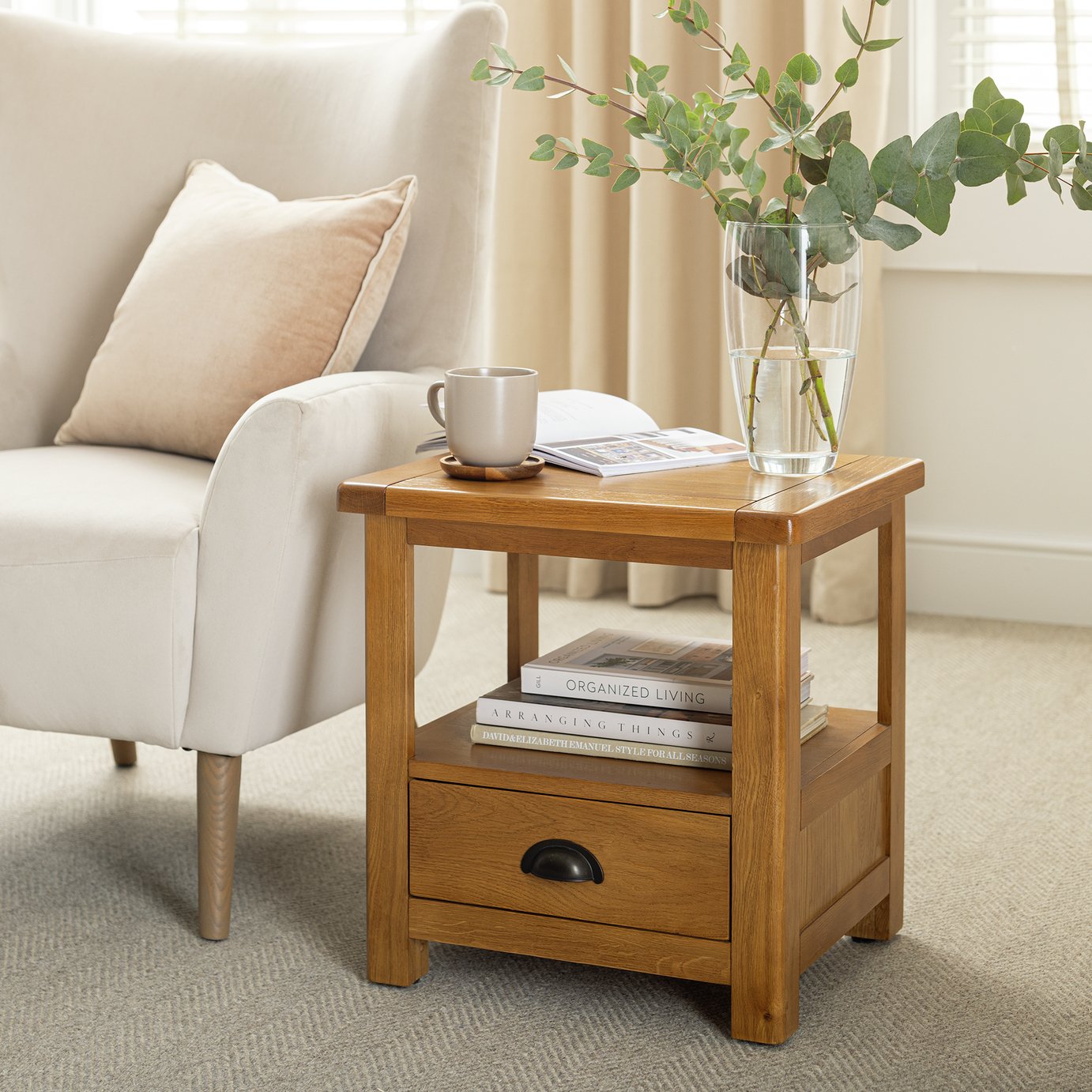 Argos Home Kent 1 Drawer Side Table - Natural