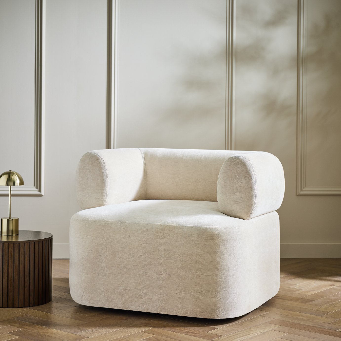 Habitat Coralie Fabric Swivel Chair - Natural