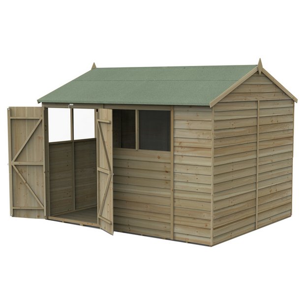 Buy Forest 4Life Overlap 4 Windows Reverse Apex Shed - 10 x 8ft