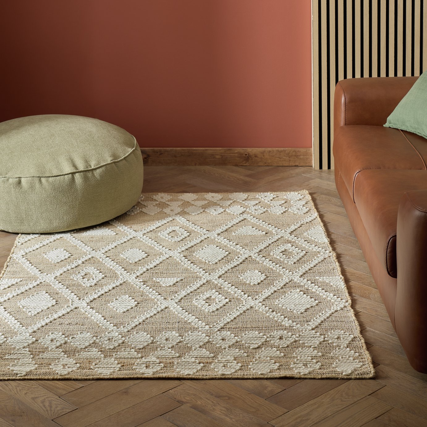 Habitat Woven Aztec Neutral Jute Flatweave Rug