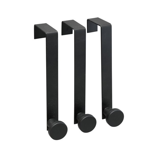 Buy Argos Home Pack of 3 Over the Door Hooks - Black, Overdoor storage and  hanging storage