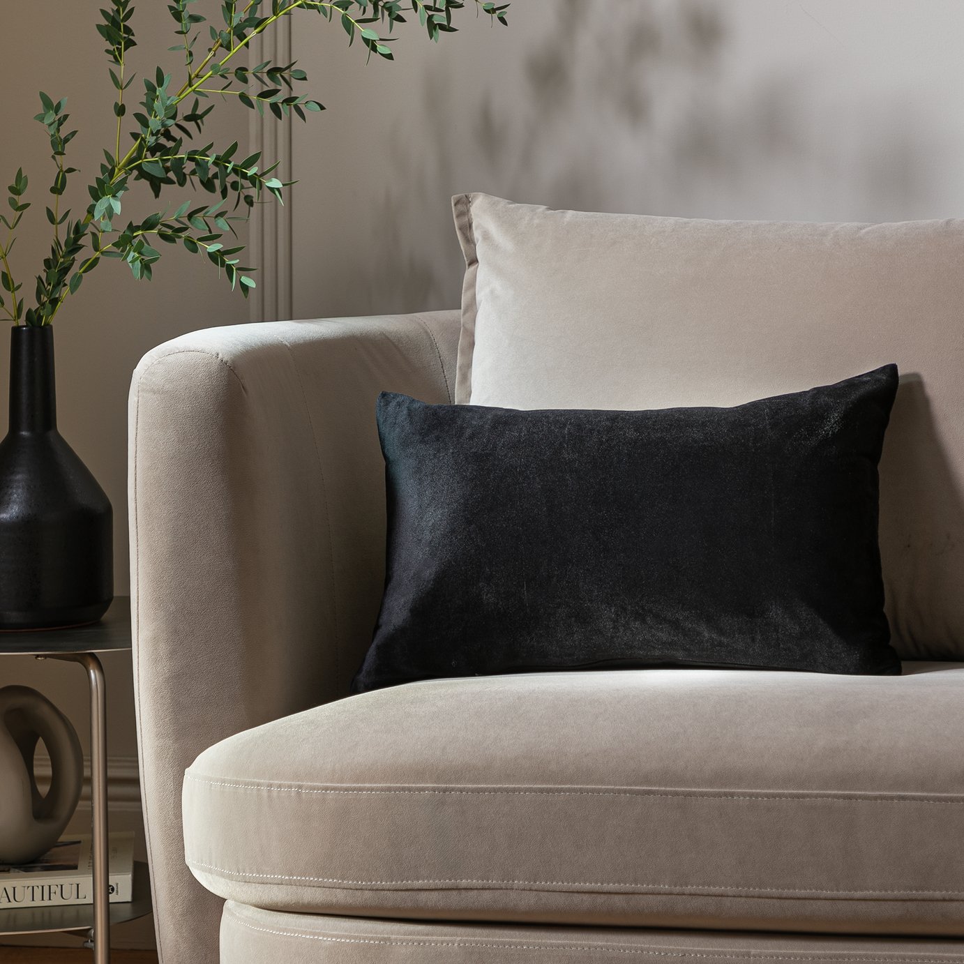 Habitat Velvet Oblong Cushion - 30x50cm