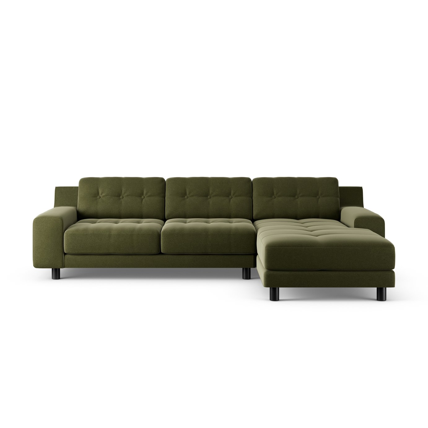 Habitat Hendricks Right Hand Corner Sofa - Green - Black Leg