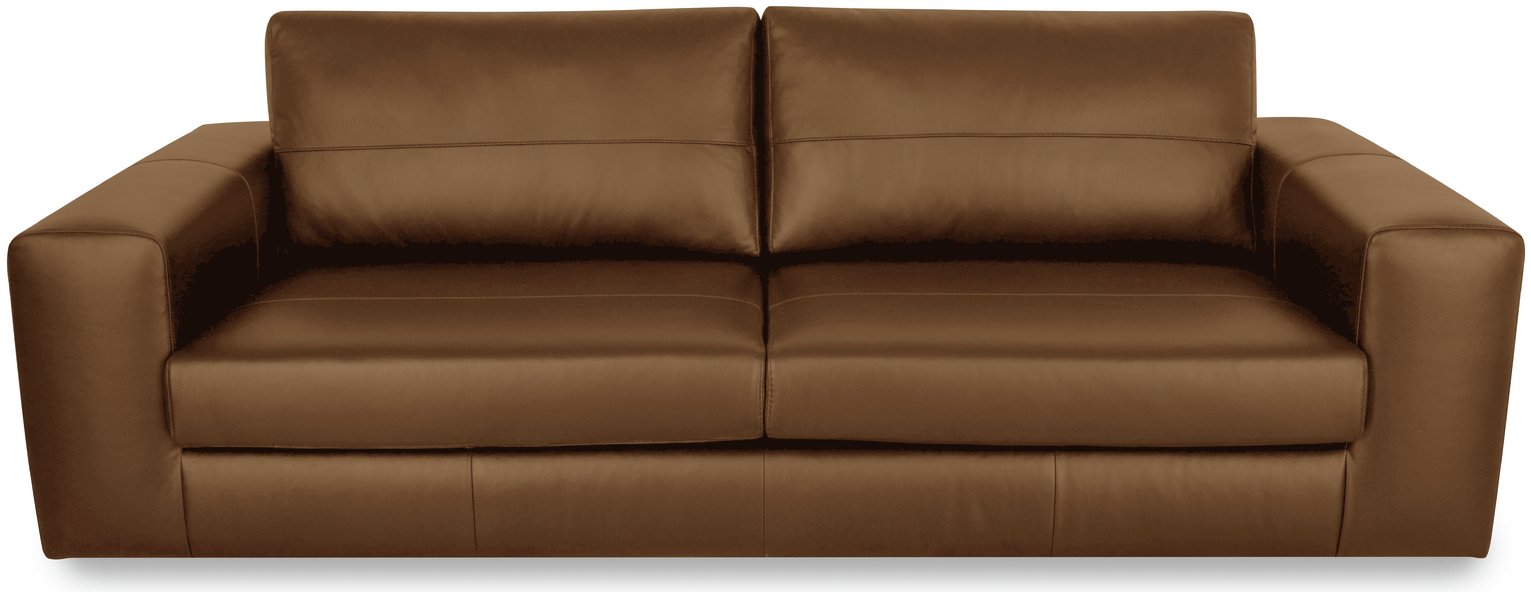Argos Home Daly Leather Wide Arm 4 Seater Sofa - Tan