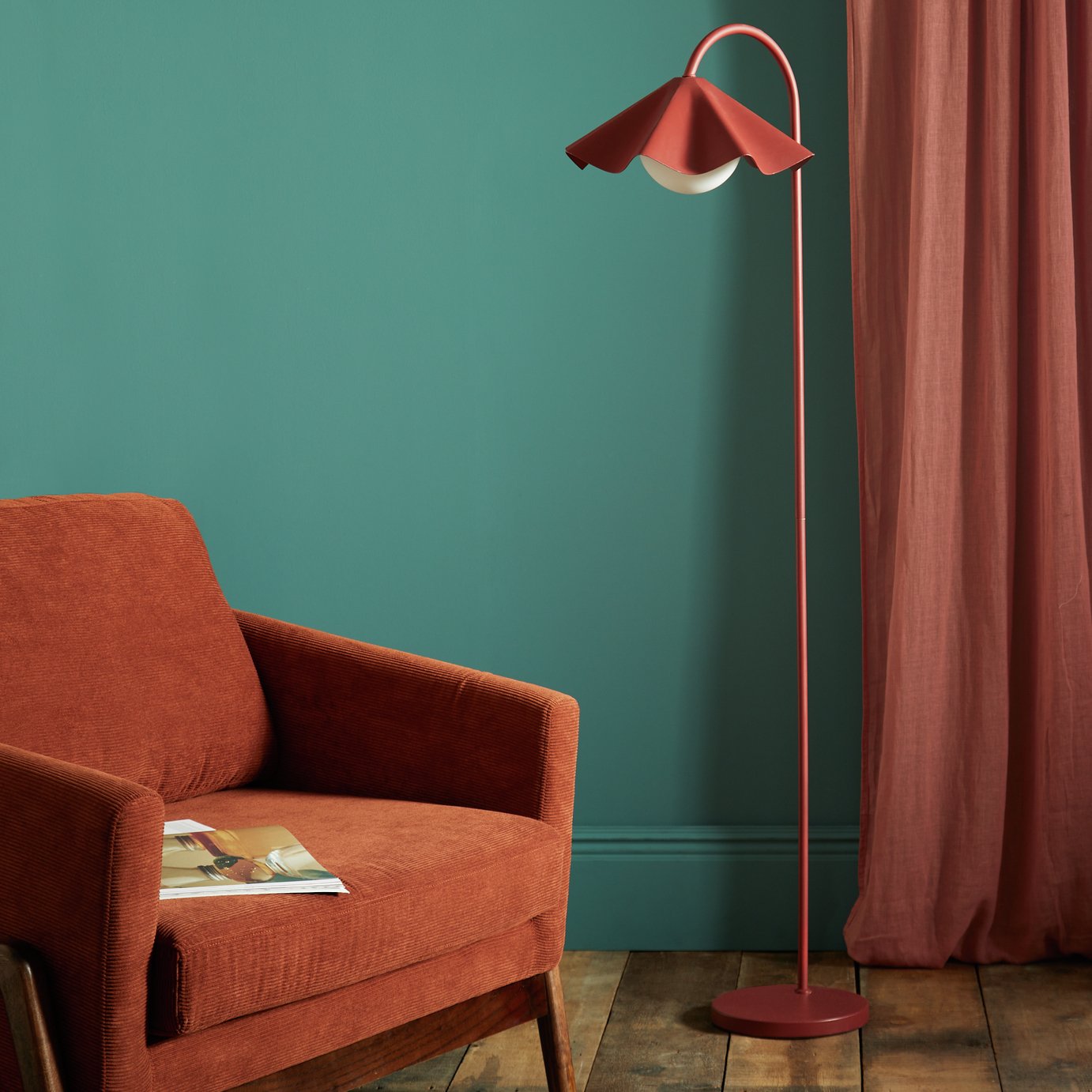 Habitat Yuno Pleat Floor Lamp - Red