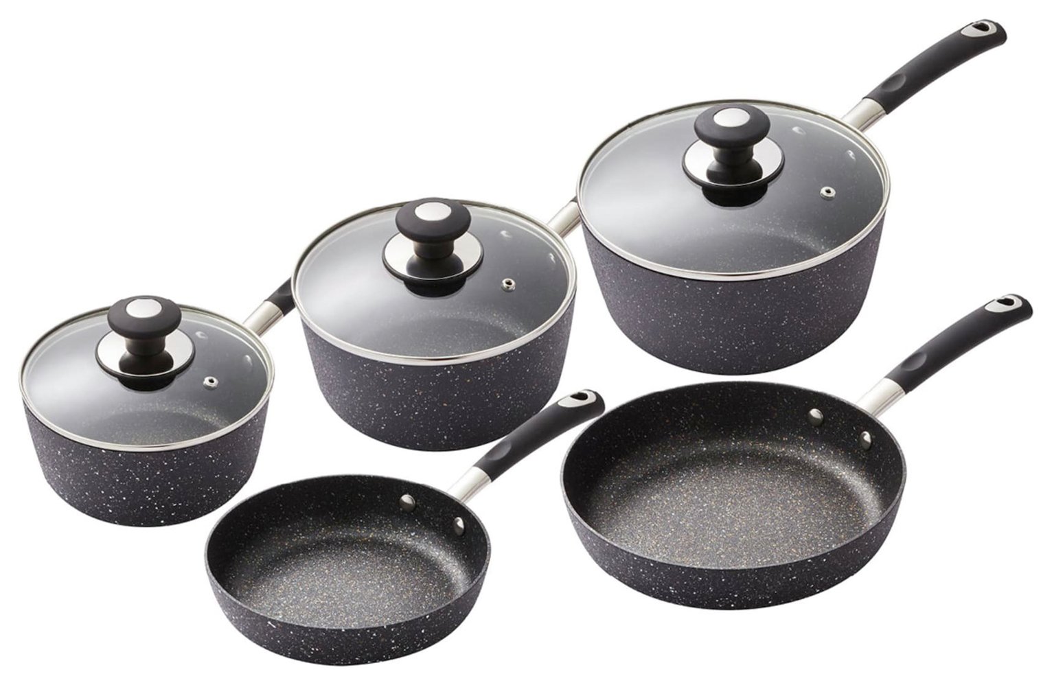 Tower Precision 5 Piece Aluminium Pan Set - Black