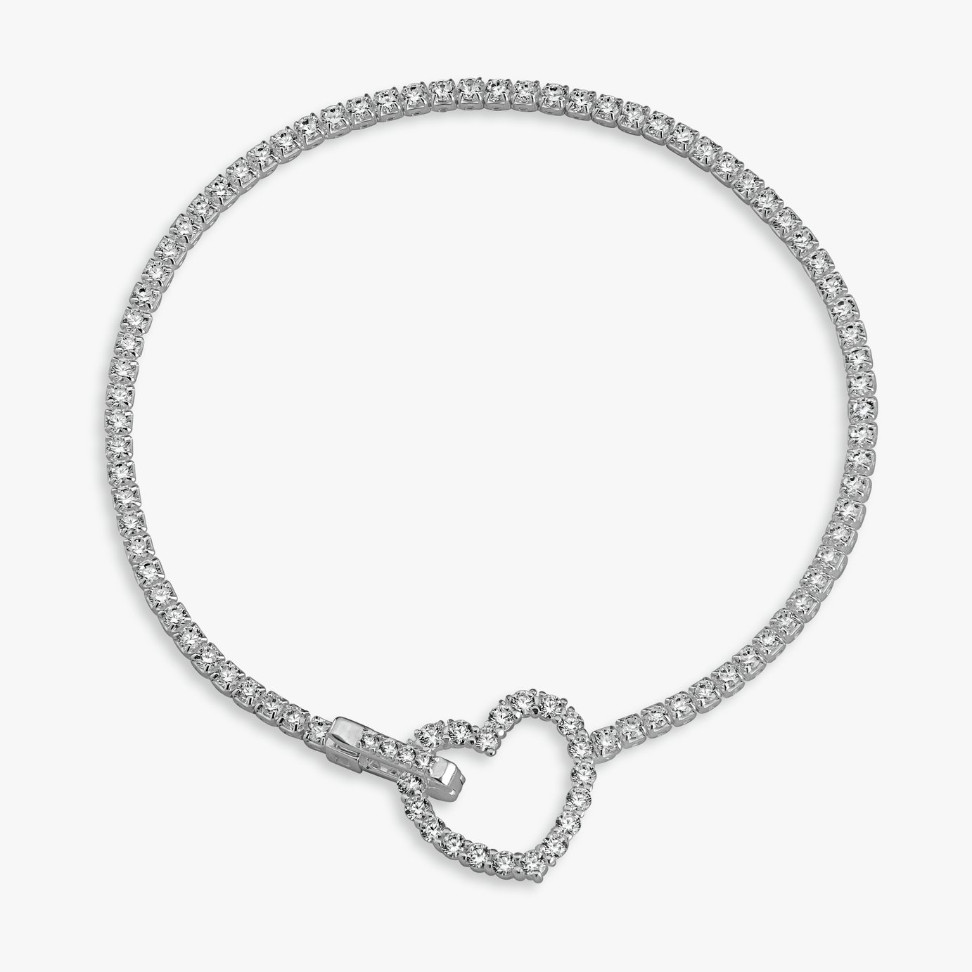 Revere Heart Shaped Clasp Sparkling Tennis Bracelet 