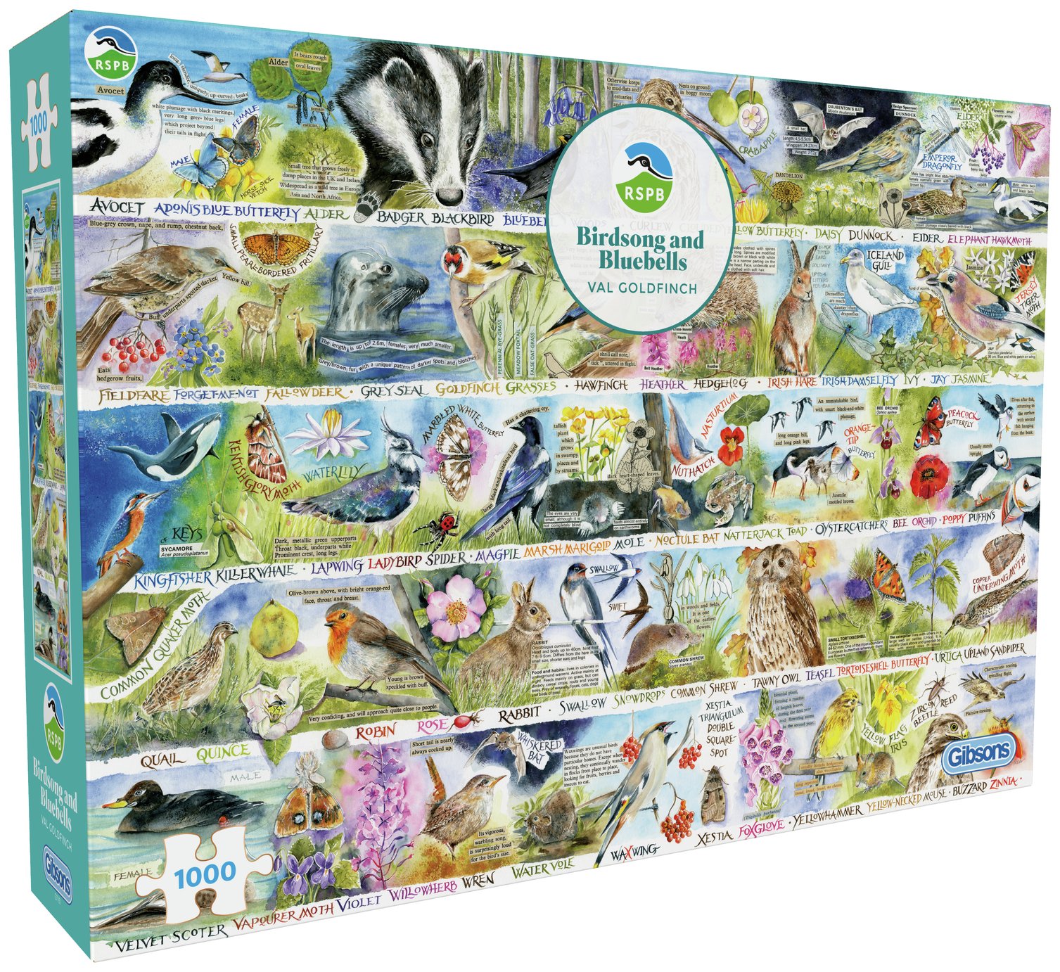 Gibsons RSPB British Wildlife A-Z 1000 Pieces Puzzle
