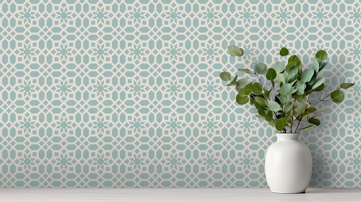 RHS Star Trellis Soft Blue Wallpaper 