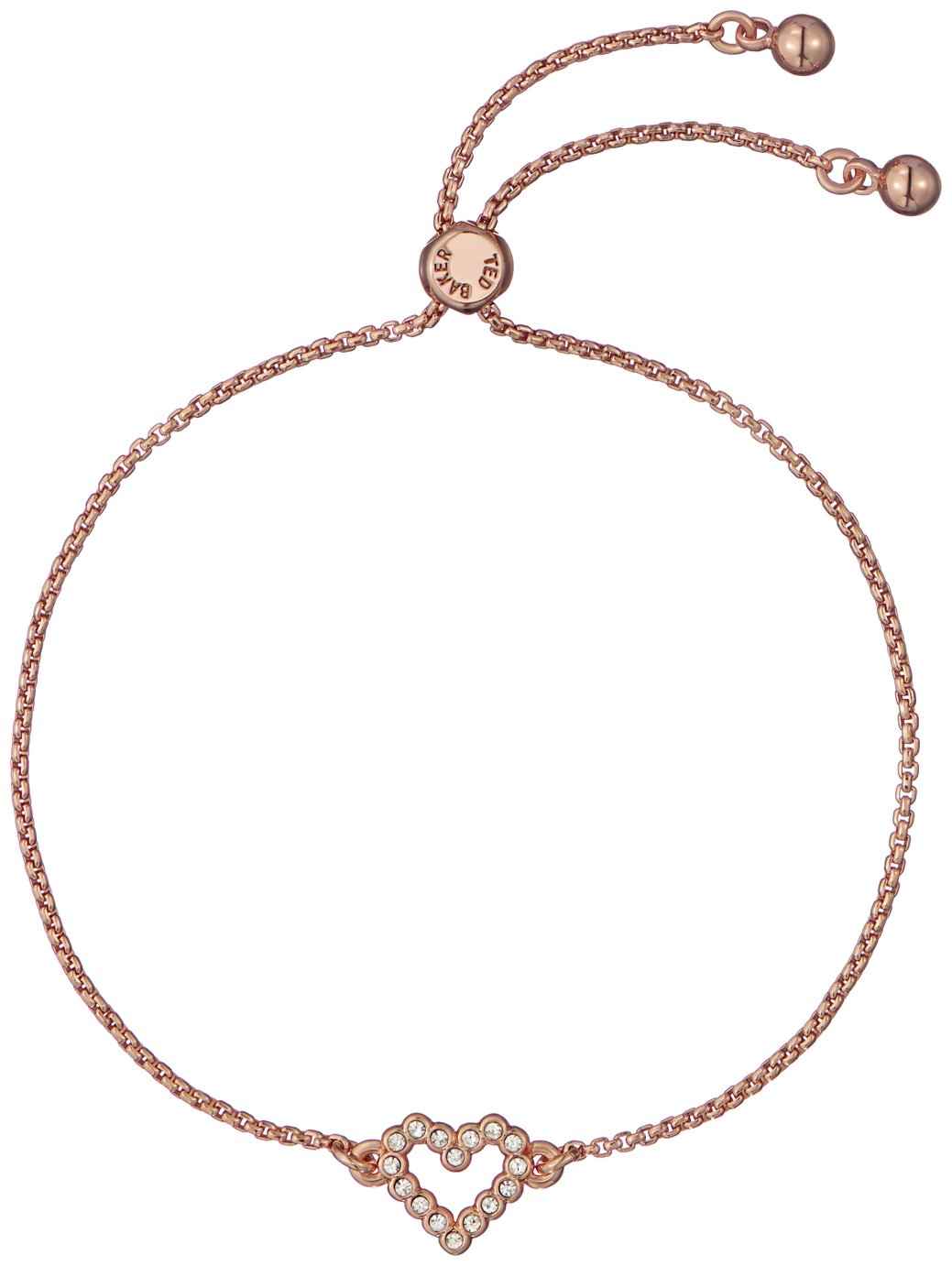 Ted Baker Rose Gold Plated Crystal Halo Heart Bracelet