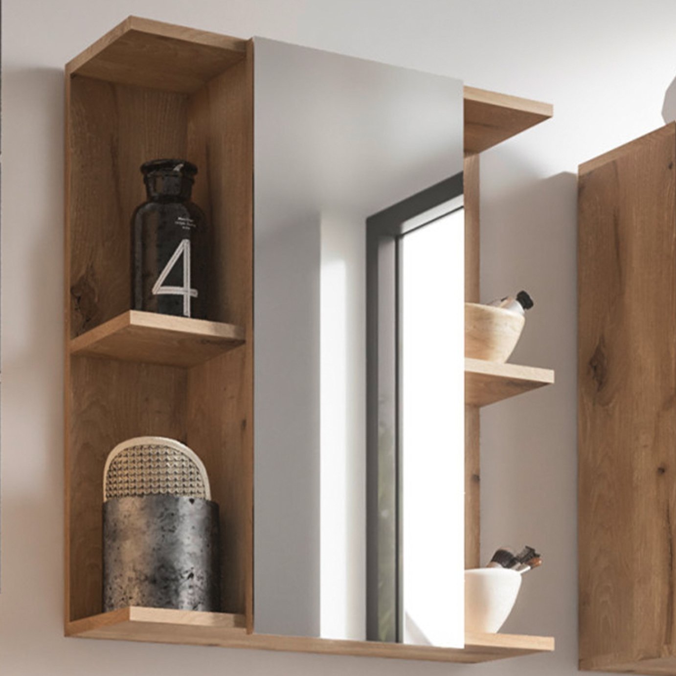 Julian Bowen Vista 1 Door Mirrored Wall Cabinet - Oak