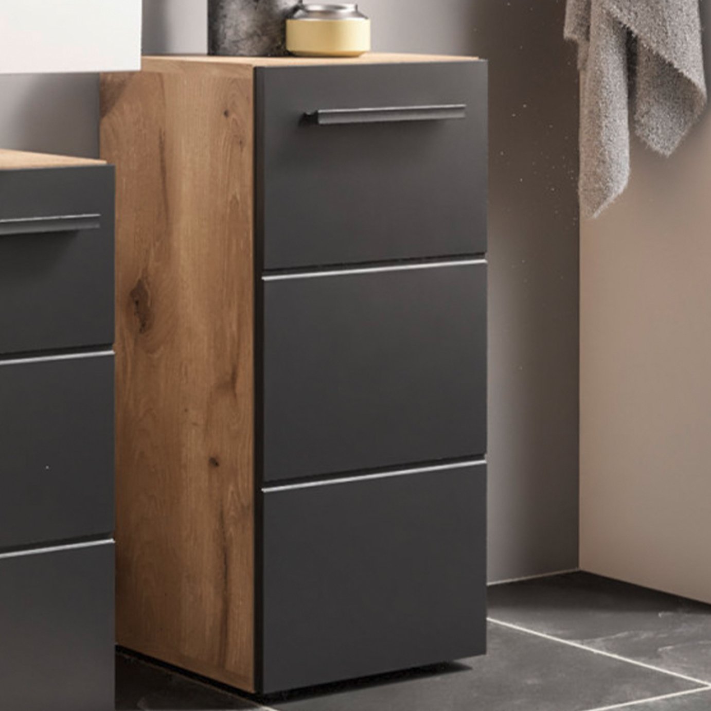 Julian Bowen Vista Single Unit - Black & Oak